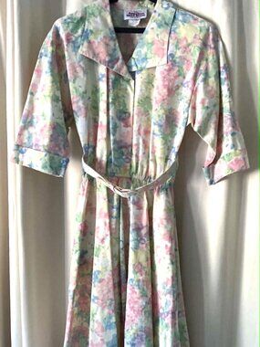 Vintage The American Shirt Dress Floral Belted Midi Cottagecore Dress 12M